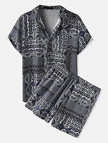 Image of Men's Poly Lycra Digital Printed Shirts with Pajama Shorts Night Suit Set