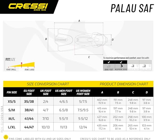 Cressi Palau SAF palmes ajustables compactes pour éviter les ampoules