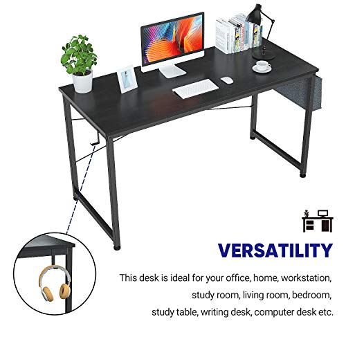 Foxemart Computer Desk 47" Office Desks Writing Study Desk Modern Simple Pc Laptop Notebook Table With Storage Bag And Iron Hook For Home Office Workstation, Black #TOP3