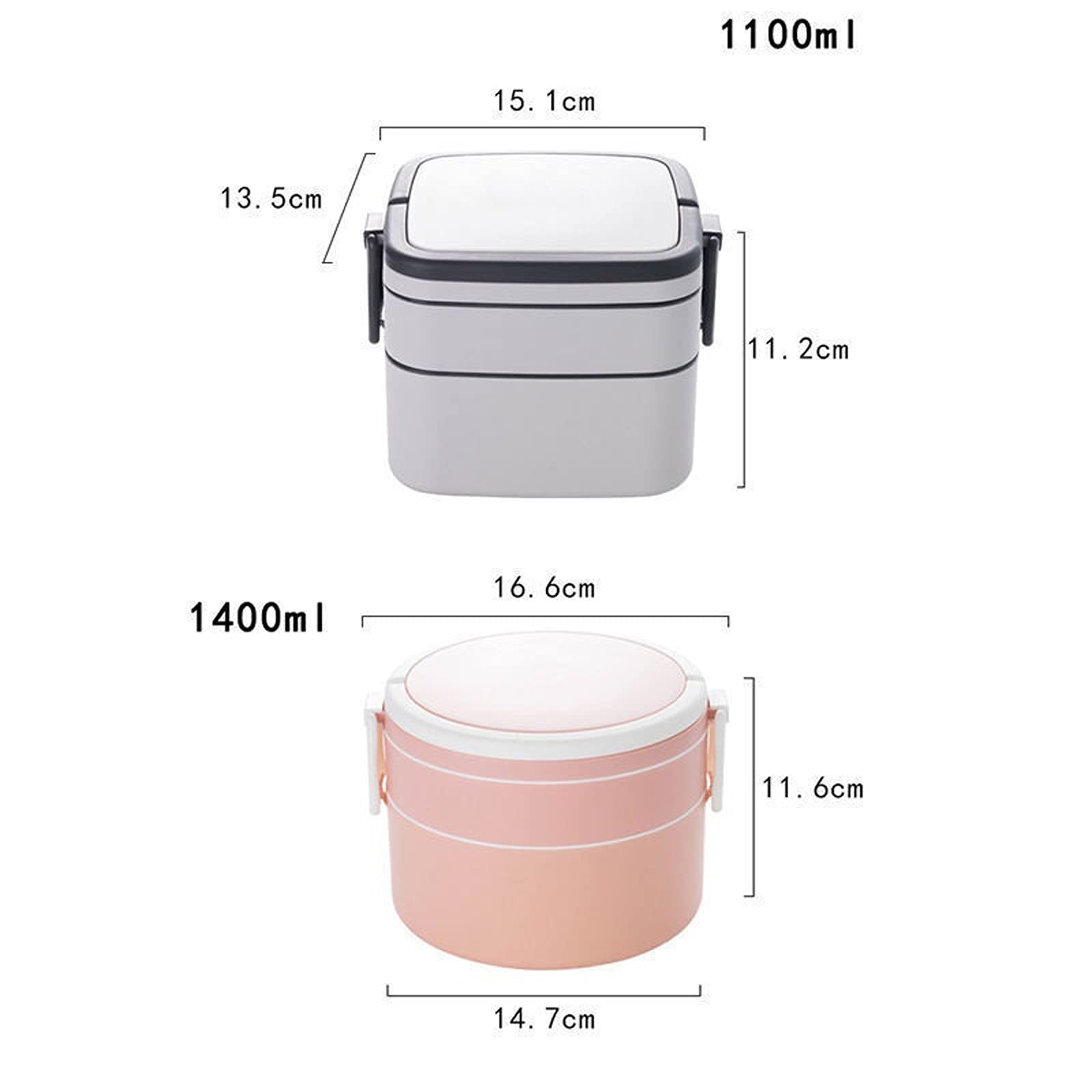 Fiambreras, Fiambrera portátil de 2 capas 1100 ml, ideal for microondas, for llevar al trabajo o(F)