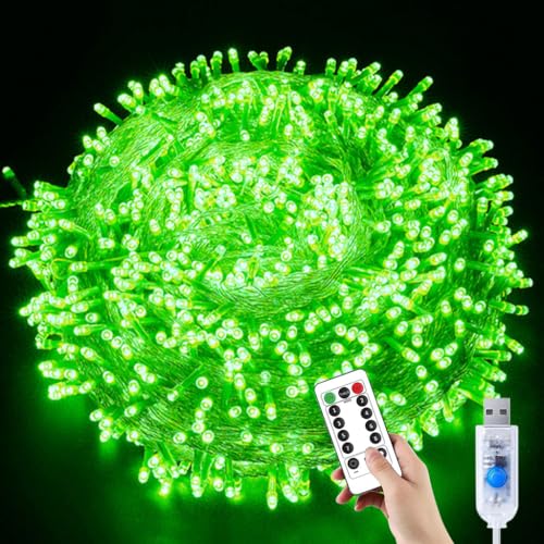 Guirlande LED USB 6m verte avec télécommande pour intérieur extérieur