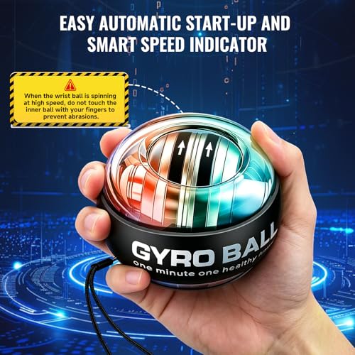 Auto Start Gyro Ball Wrist Ball Trainer, Gyroscopic Forearm Exerciser & Grip Strengthener for Hand, Finger & Arm, Beginner Friendly Wrist Strengthener with LED Light, Storage Bag for Home Gym & Sports - image 8