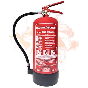 6kg Pulverlöscher, Feuerlöscher, Autolöscher, ABC Pulver, Pulver Feuerlöscher inkl. Halterung und Prüfschild