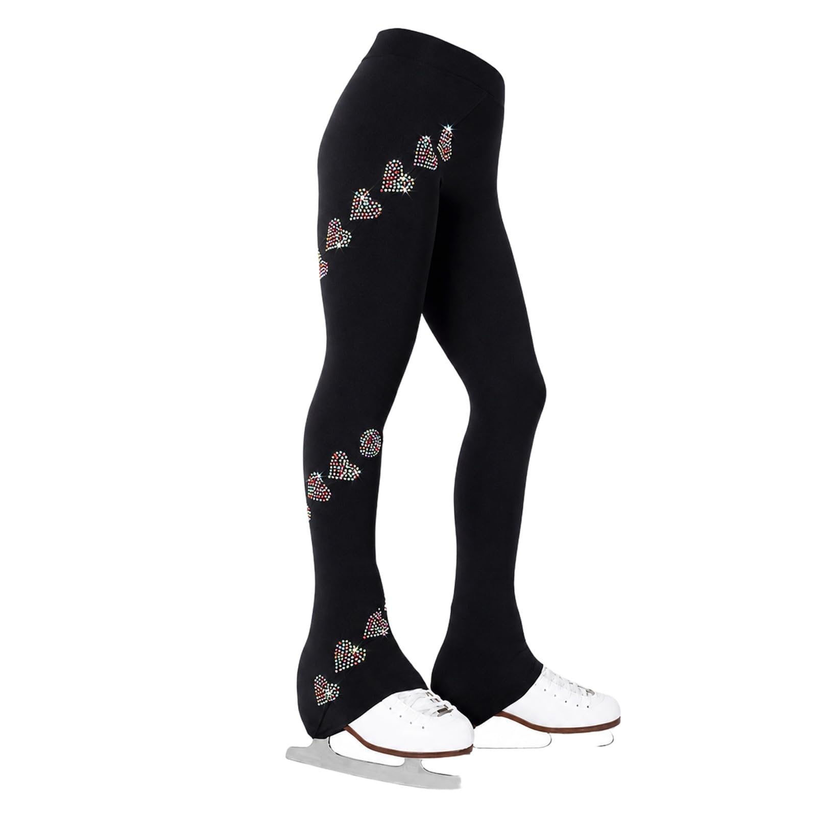Pantaloni Pattinaggio Donna Teen Strass Bootcut Training | Tessuto elasticizzato liscio, vita stabile e fondo lungo danno comfort durante prova, pista e riscaldamento.