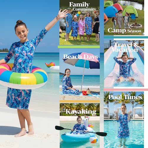 Image of Shira Modest Girls Swim Dress | 3 /4 Sleeve Swimdress, Full Coverage Bathing Suit | Tznius UPF 50+ Quick-Dry