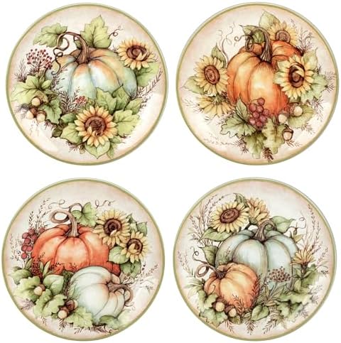 Autumn Breeze Set of 4 Earthenware Salad Plates – Perfect for sal...