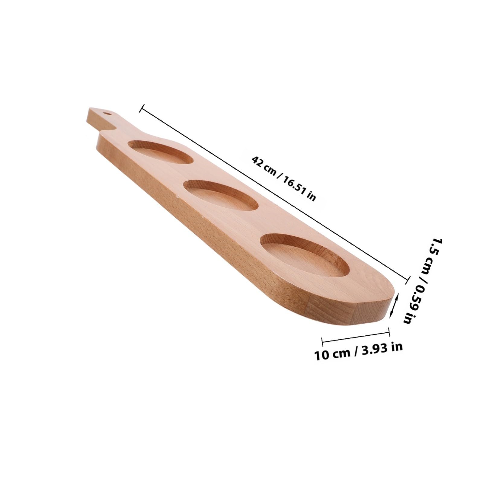 Tavola da portata in legno a 3 fori con manico, vassoio per birra e vino, per bar, hotel, KTV, uso commerciale, 42 x 10 cm