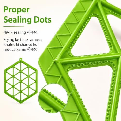 Image of Samosa Maker Mould, 24 Cavity Samosa Tray, ABS Plastic - Green | Sealing dots, ABS plastic body, makes 24 samosas at once; keep filling away from edges for better sealing, Made in India