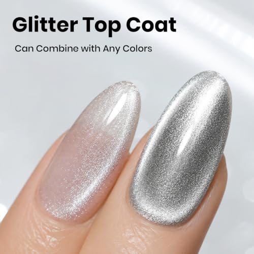 Image of Beetles Cat Eye Gel Top Coat with Magnet, No Wipe Magnetic Top Coat Gel Polish, Turns Any Gel Color Into Cat Eye Effect, 2 in 1 High Gloss Shine, Soak Off LED UV Nail Art for DIY Manicure
