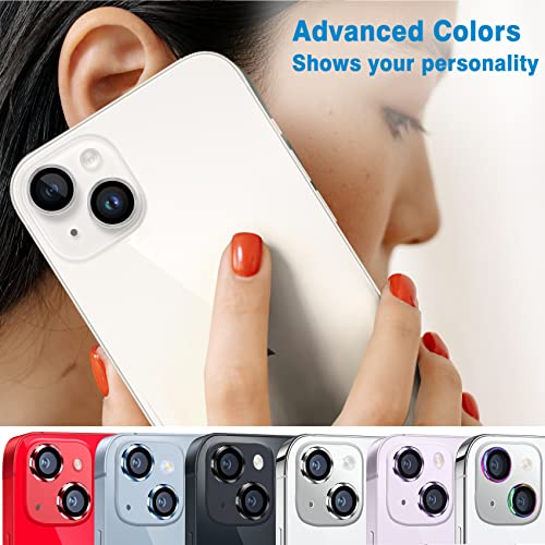 Hsefo For Iphone 14 And Iphone 14 Plus Camera Lens Protector, Anti-Scratch Lens Cover 9H Tempered Glass Metal Camera Screen Protector Shockproof Camera Ring For Iphone 14 And 14 Plus With 2 Lens - 2 Pcs Blue #TOP6