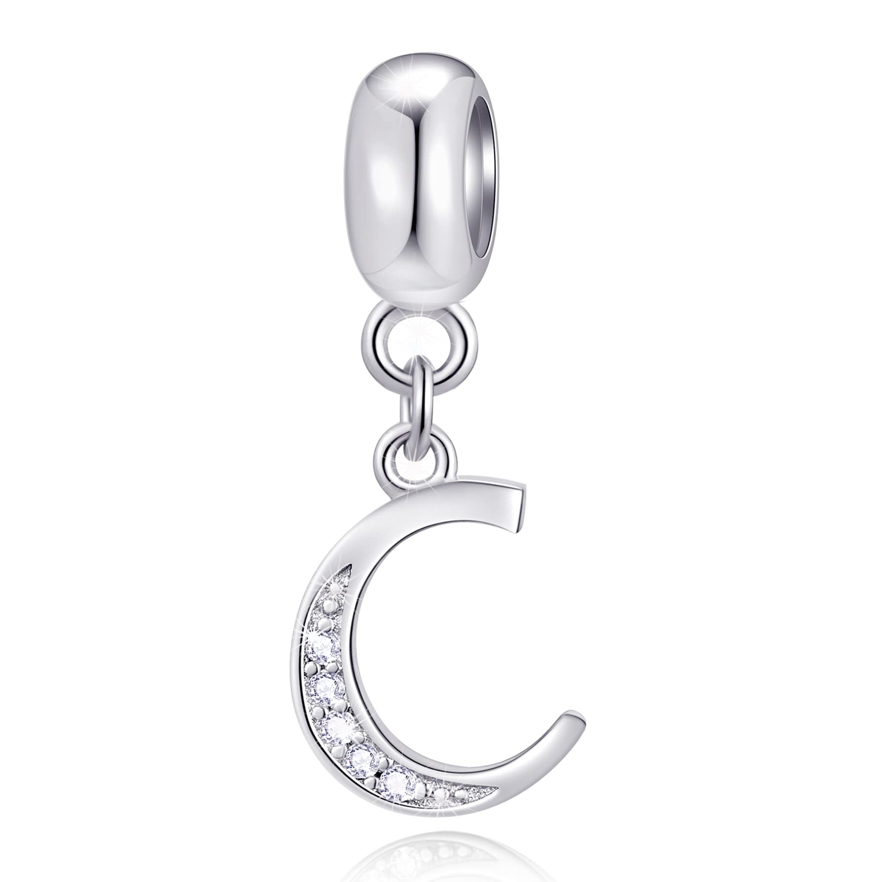 GLOWDASGLOWDAS 26 Buchstaben Charms Initials A-Z Alphabet Anhnger Perlen, passen europische DIY Armband, 925 Sterling Silber Pendant Letter mit CZ Charm, Geschenke fr Muttertag/Familie/Freunde