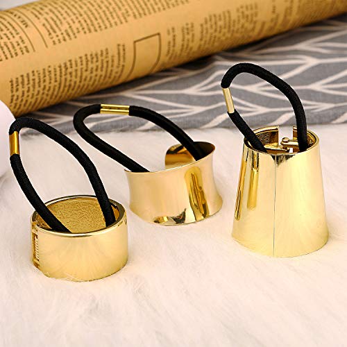 3 peças de metal círculo de cabelo punho elástico faixa de cabelo laços de cabelo suporte de rabo de