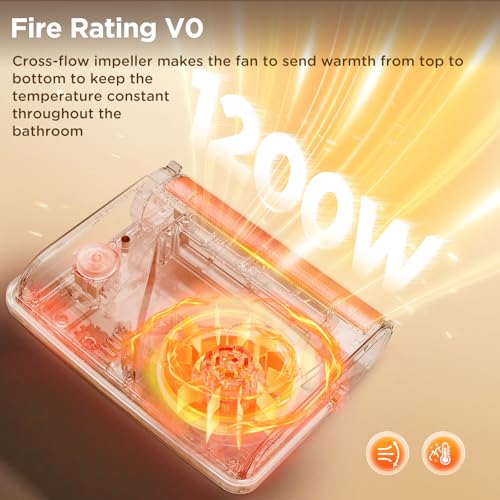 Image of EasyAcc Electric Heaters for Indoor Use, 1200W PTC Fast Heating Energy Efficient Panel Wall Heaters, 30 Oscillation, 3 Modes, Easy 2-Min Install, Plug in Space Heater for Bathroom Bedroom Office