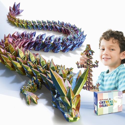 meturebear Large 3D Printed Dragon 30in, Giant 3D Dragon,30 Inch Articulated Crystal Dragon Fidget Toy, Big 3D Printed Dragons,3D Printed Animals for Desk Decor, for Kids Boys & Girls by meturebear - Used condition - US$23.48