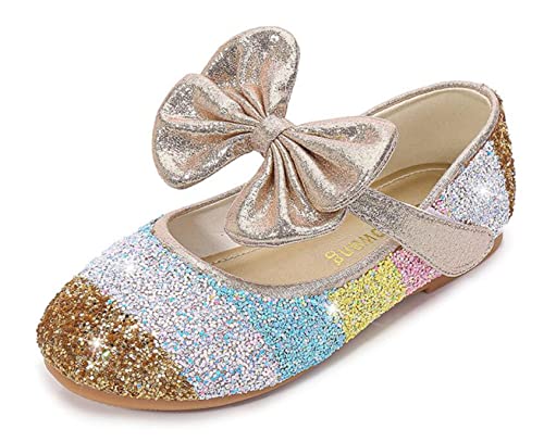 Little Girls Mary Jane Dress Shoes Glitter Flower Girl Wedding Party Princess Ballet Flats for Toddler/Little Kid