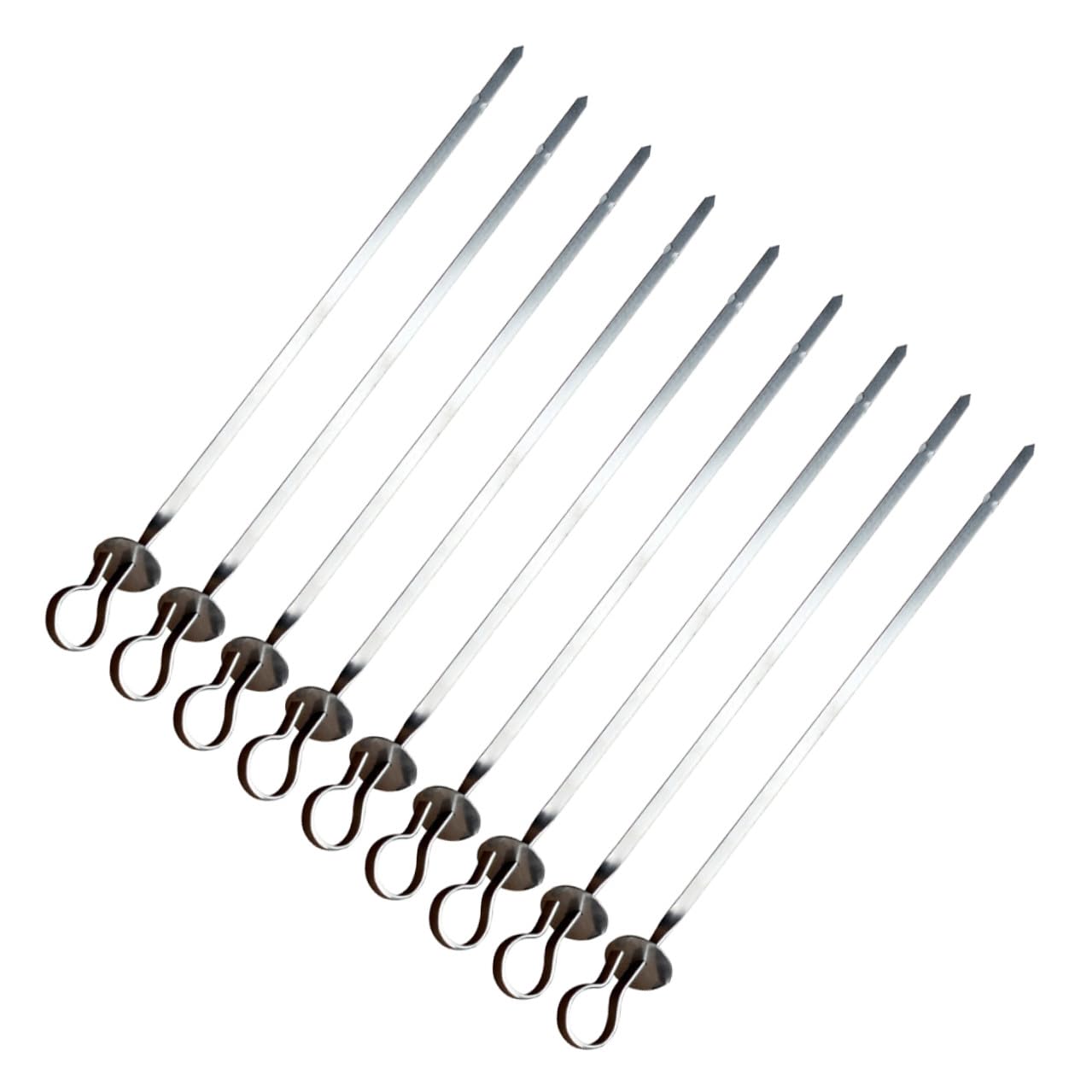 Set 20 Spiedini Barbecue in Acciaio Inossidabile Manico ad Anello, Spiedini Piani Resistenti e Riutilizzabili per Grigliare Carne e Verdure