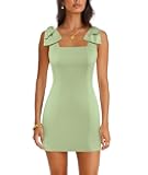 Women's Party Dress 2025 Square Neck Bow Strap Mini Sheath Dresses