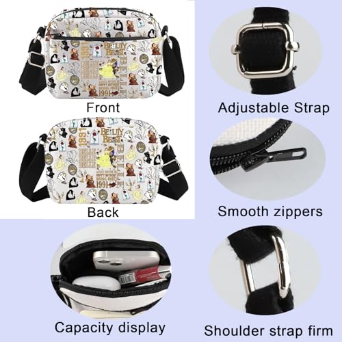 ENSIANTH Beauty Movie Inspired Gift Belle Lover Crossbody Bag A Tail as Old as Time Merch Belle Princess Beast Fans Gift (Beauty 91 H CB)4