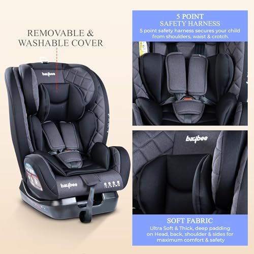 Image of Baybee Convertible Infant Car Seat for Baby 0 to 12 Years with 3 Position Recline, Headrest Height Adjustable | ECE R44 /04 Safety Certified | Travel Baby Car Seat for Toddlers Kids (Black)