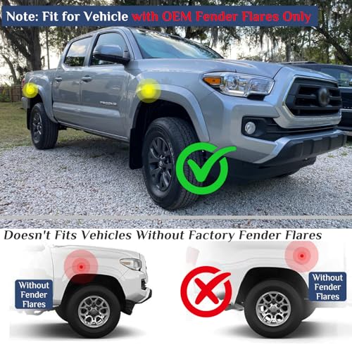 Image of Mud Flaps Fit for Toyota Tacoma 2016-2023 (with Fender Flares), It Fits Models with Fender Flares Only, for Four Seasons Protection, No Drilling Required W /Fastener Clips, Front and Rear 4PCS