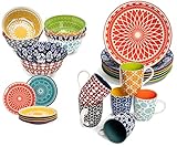 Annovero Mugs, Cereal Bowls, Dinner & Dessert Plates | Kitchen Dishes | Microwave Oven Safe | Colorful Porcelain Dinnerware