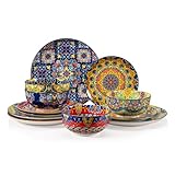 Matériaux de haute qualité : Sweejar s’engage à fabriquer des ensembles de vaisselle sains et sûrs. Nos ensembles de vaisselle en céramique sont fabriqués en argile naturelle et émaillée, sans plomb et sans cadmium, cuits à haute température, épais et mélangés avec de l'argile naturelle, ce qui fait de la porcelaine un matériau durable incroyable. La surface est revêtue d'un émail coloré à haute dureté, qui forme une couche protectrice dense après cuisson à haute température, améliorant considérablement la résistance aux rayures