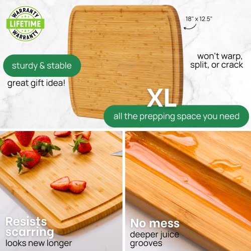 Greener Chef 18 X 12.5 Inch Xl Extra Large Bamboo Cutting Boards For Kitchen, Stove Top Butcher Block, Extra Large Wooden Chopping Board For Meat, Veggies, Charcuterie Board With Deep Juice Grooves #TOP2