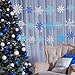 Winter Snowflake Cutouts Glitter Paper Decorations - 50Pcs Blue and Silver Double-Side Christmas Cutouts for Holiday Winter Wonderland Bulletin Board, Frozen Party Decor