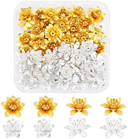Amazon.co.jp: SUPERFINDINGS 2色 48ピース 穴0.8mm ビーズキャップ 花 