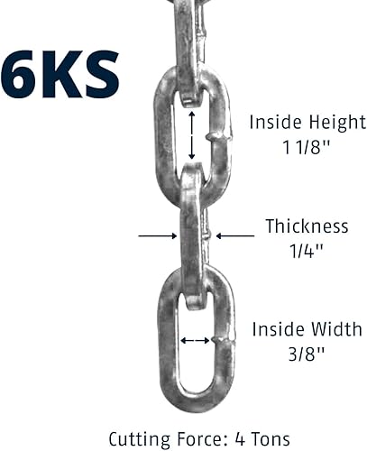 Miniatura 3 de ABUS Cadena de seguridad cuadrada de acero endurecido 6KS de 1/4 pulgadas de grosor para bicicletas, contenedores, remolques, cuatrimotos,