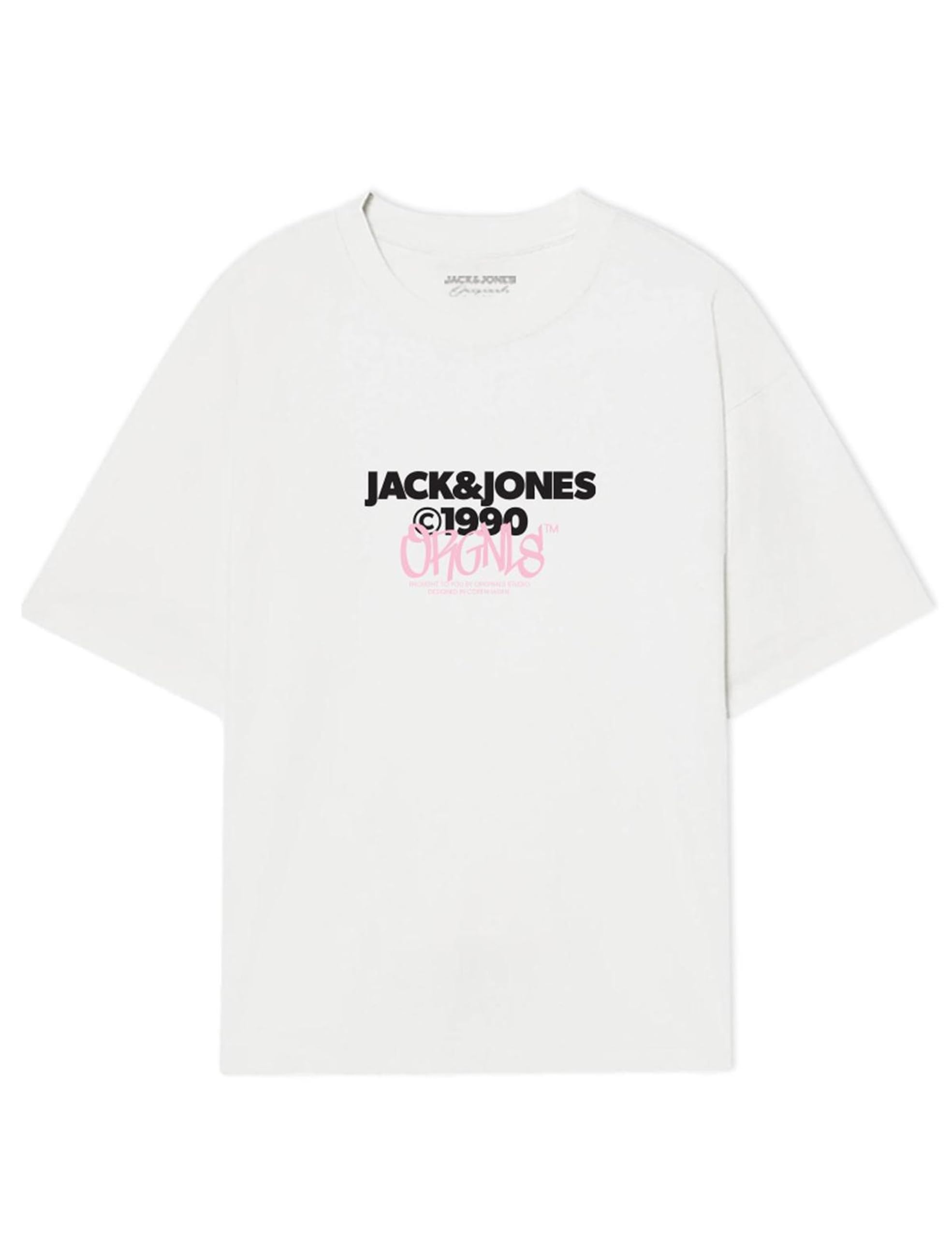 JACK & JONES Jorbushwick Tee SS Crew Neck FST, Bright White, XS