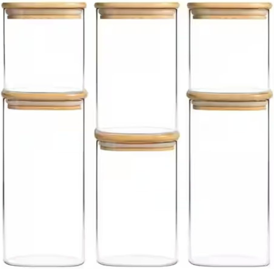Glass Pantry Storage Containers with Airtight Lids, Set of 6 PI68980