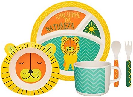 Conjunto Refeição Infantil 5 Peças Leãozinho - Oxford