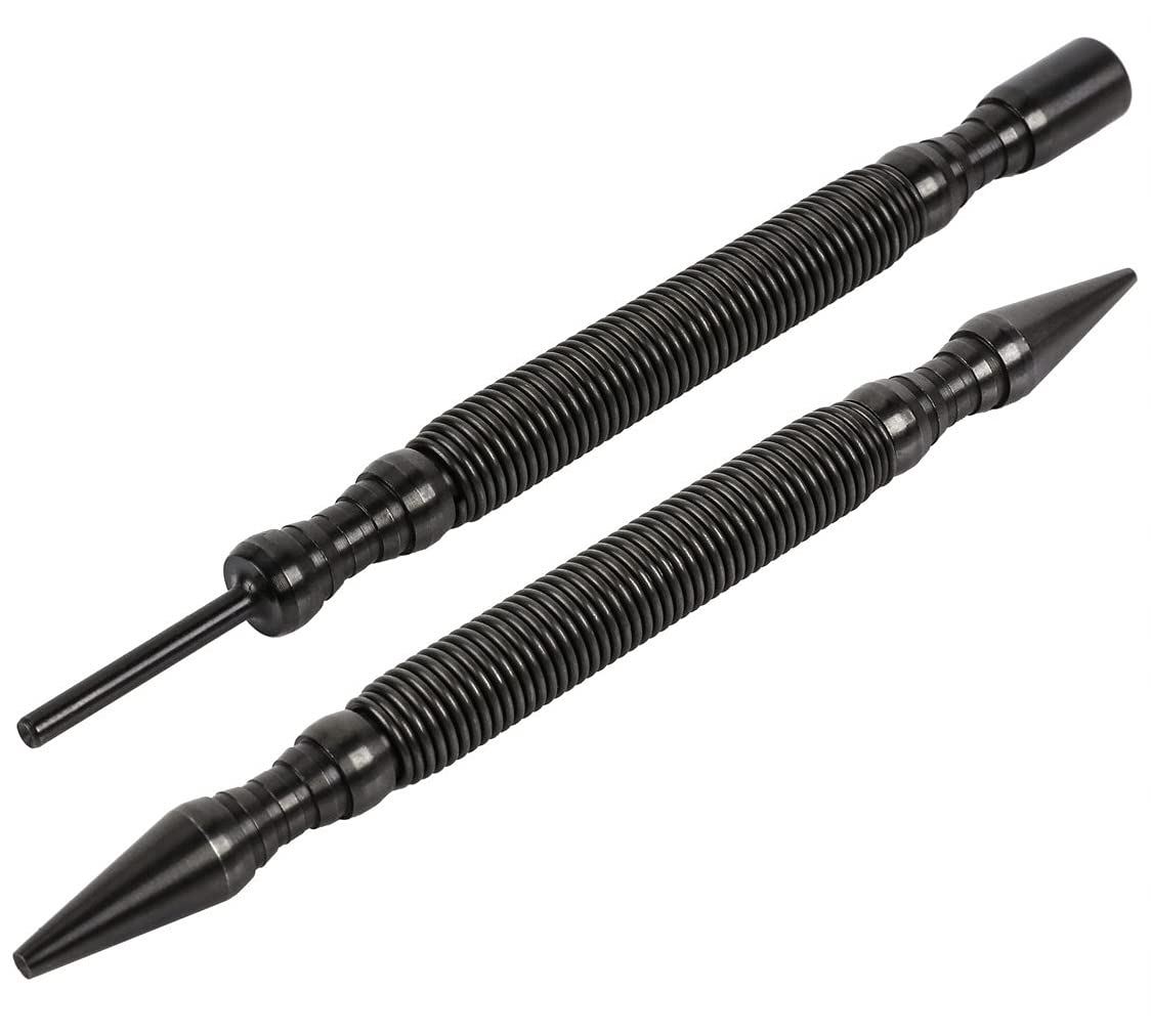 HIT Tool Pro Combo Kit 1/32" Hammerless Nail Set Punch, 2/32" Hammerless Nail Set, Hammerless Door Hinge Pin Punch and Steel Hammer, 2 Tools (NS12HF)