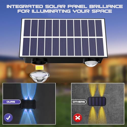 Image of Gigawatts 4 LED Solar Wall Light On /Off Botton & 1.5Ah Battery Water Resistant Decor Deck Fence Lights Flood Lamp for Home Garden Terrace Patio (Set of 1, RGB)