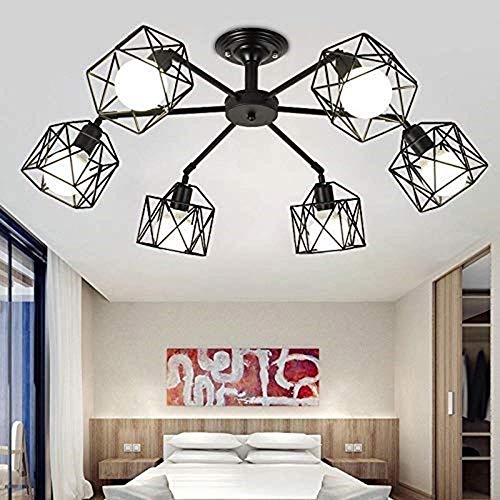 Lustre nordique Jane en fer forgé à 6 lampes pour éclairage de salon et de café moderne