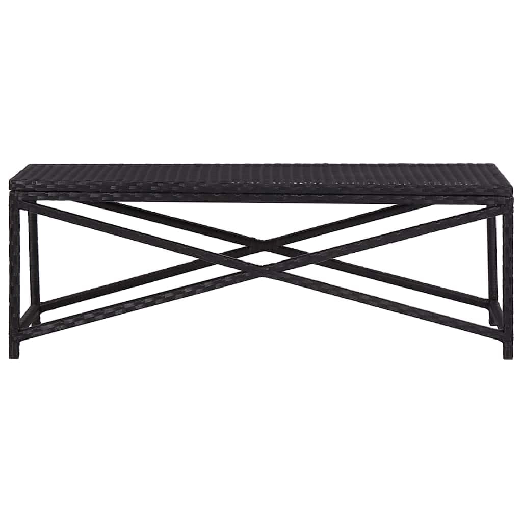 SYDE Banco de Jardín Ratán Sintético Negro 120 cm | Marco de Acero con Recubrimiento en Polvo, Resistente al Agua, Fácil de Limpiar, para Patio y Piscina