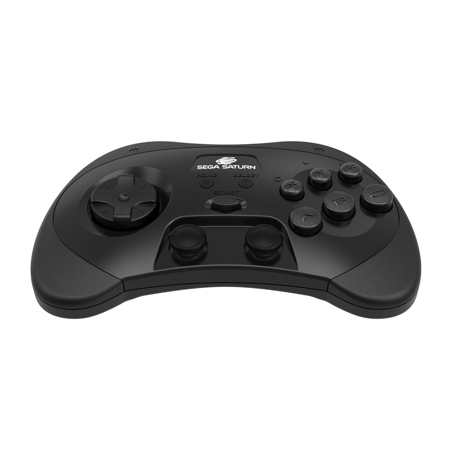 Retro-Bit SEGA Saturn® 2.4GHz Wireless Pro Controller for Sega Saturn, Sega Mega Drive Mini, Switch, PC, Mac - Includes 2 Receivers - Black