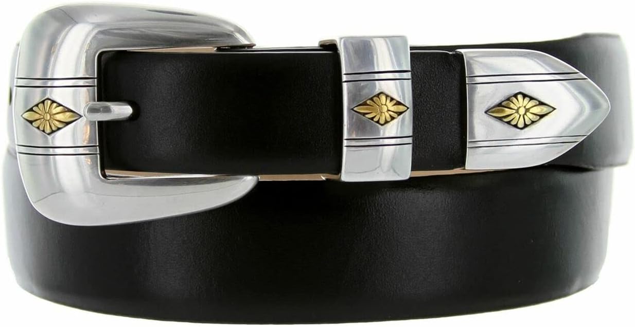 S8634 Diamond Genuine Full-Grain Cowhide Leather Dress Belt 1-1/8"(30mm) taper down to 1"(25mm) wide