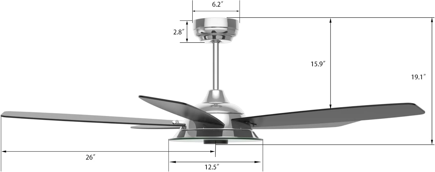Carro Journey 52 Inch 5-Blade Smart Ceiling Fan - Silver