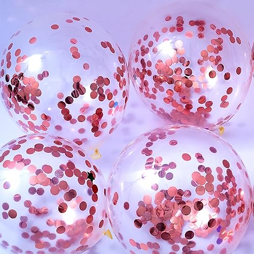 Image of Rose Gold Confetti Balloons, 25 Pcs Thickened 12 Inch Clear Latex Balloon with Confetti Inside for Graduation Decorations Engagement Bridal Shower Party Baby Shower Birthday Party Decoration Supplies