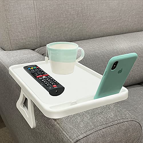Xchouxer Sofa Armrest Clip Table, TV Snack Tray, Handy Remote Controls/Drinks/Phone Holder (White) by Xchouxer - Image 2