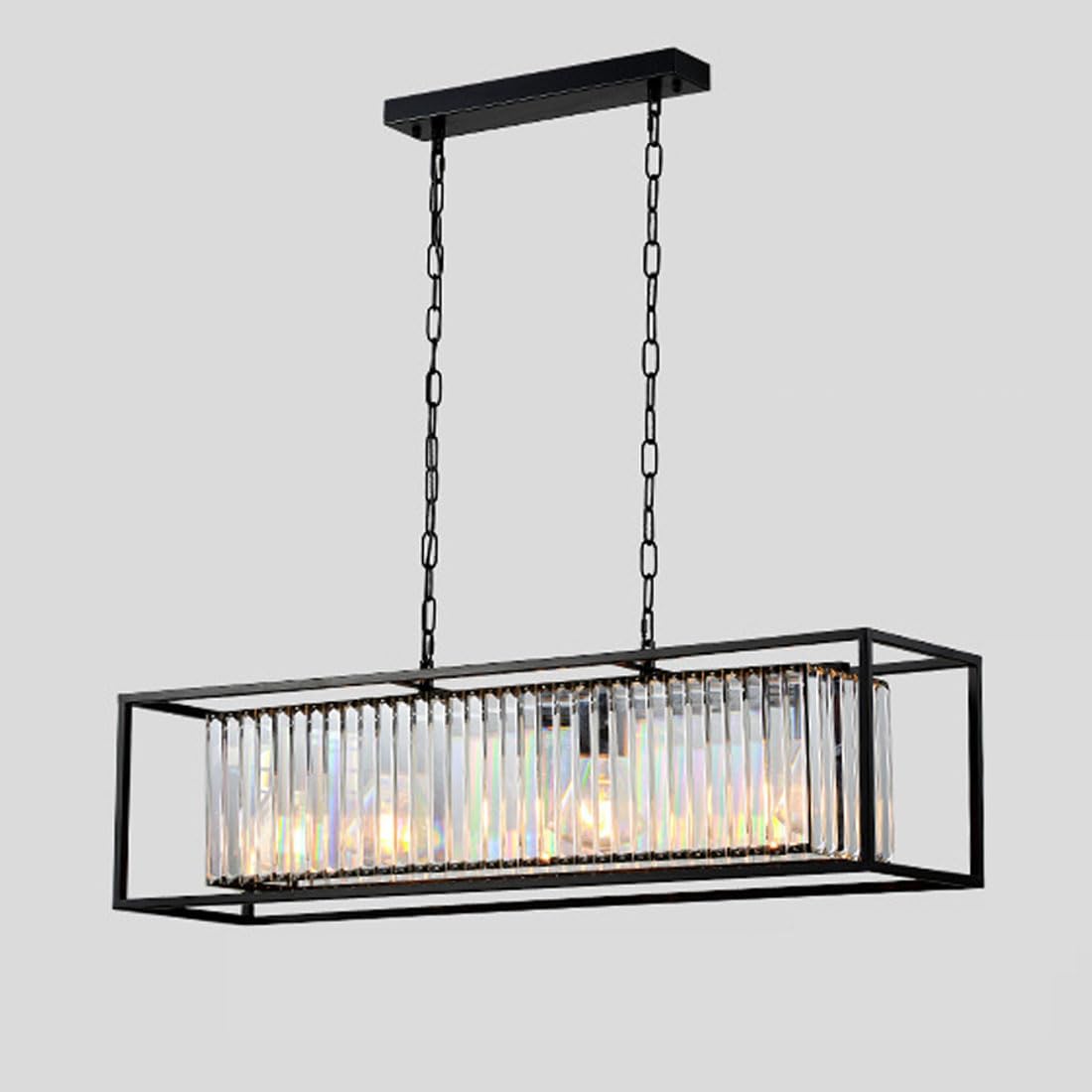 HXYSXHJUO E27 American country crystal chandelier vintage, industrial style iron chandelier, for restaurant bar table cafe light fixture,Black,100cm
