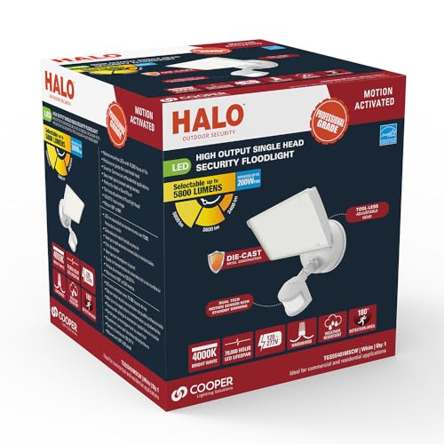 HALO TGS LED Motion Sensor High Output Single Square White Flood Light - image 2