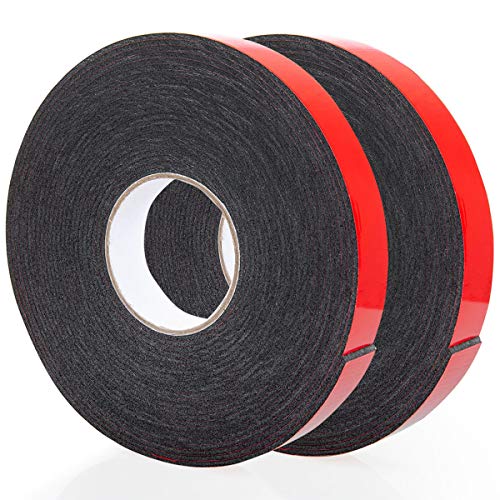 Image of Double Sided Foam Tape 1.18In x 33FT 2 Pack, Mounting Tape Heavy Duty, Strong Adhesive Weatherproof Seal Strips for DIY Craft Picture Poster, Car & Gap Filling Mountings, Home Office Decor (Black)