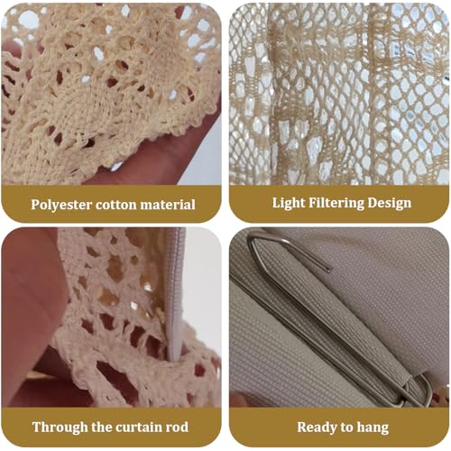 Cortinas de ganchillo en algodón elegante con encaje retro de tejer 3