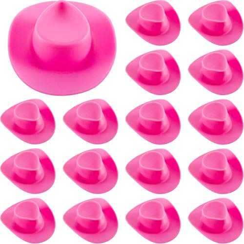 Skylety 20 Pieces Plastic Mini Cowboy Cowgirl Hat Miniature Western Small Doll Hat Cute Doll Cupcake Decoration for Dollhouse Cow Party Decoration (