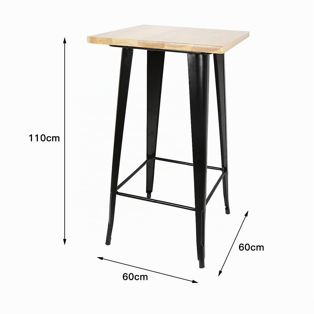 Table Mange Debout, Table Haute, Table de Bar, Table de Bar Bois (MDF) métal Mange Debout Fer Design Industriel Haute Bistro-pour Maison Pub Bistro, Cocktail-60 * 60 * 110 cm