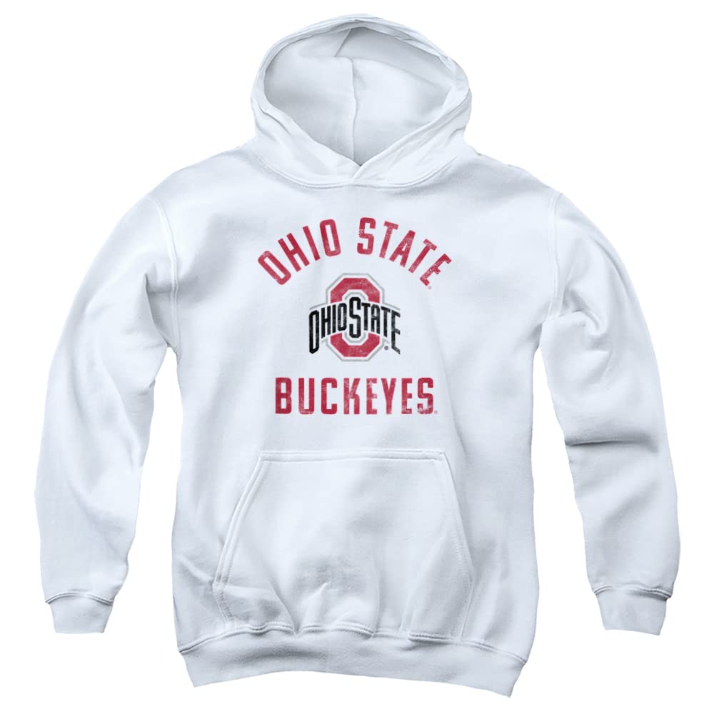 The Ohio State University Official Buckeyes Logo Unisex Youth Pull-Over Hoodie,White, X-Large