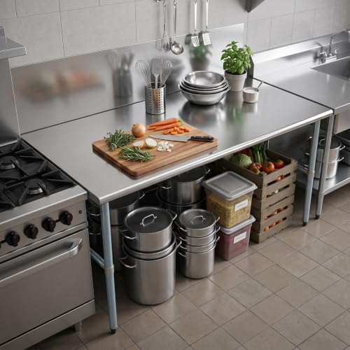 Image of AmGood Stainless Steel Work Table | Metal Utility Table (72 inch Long x 36 inch Deep)